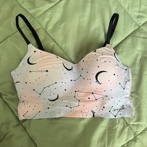 pink patterned lightly lined bralette